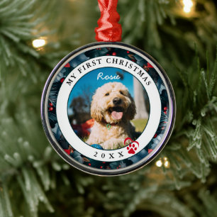 Foto mein erster Weihnachtshund Ornament Aus Metall