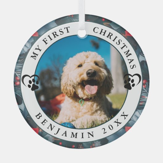 Foto mein erstes Weihnachten Ornament Aus Glas (Vorderseite)