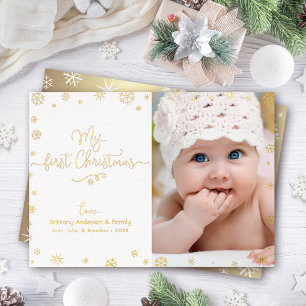 Foto Mein erstes Weihnachtsgeschenk Snowflakes Rea Folien Feiertagskarte