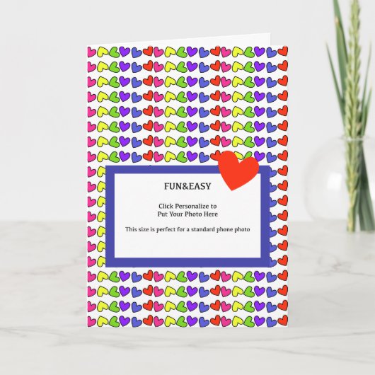 Foto meines Kindes auf der farbenfrohen Valentinta Karte (Vorderseite)