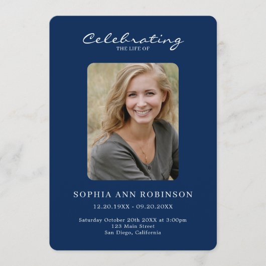 Foto Memorial Blue White Order of Service Programm (Vorderseite)