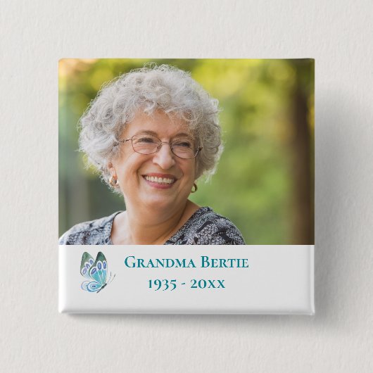 Foto Memorial Butterfly in Love Memory Button (Vorderseite)