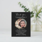 Foto Memorial Floral Golden Danke Karte (Stehend Vorderseite)