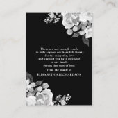 Foto Memorial Floral Schwarz-weiß Dankeschön Karte (Rückseite)