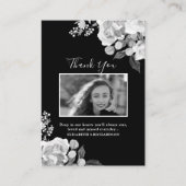Foto Memorial Floral Schwarz-weiß Dankeschön Karte (Vorderseite)