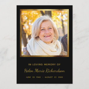 Foto Memorial Gold Beileid Vielen Dank Dankeskarte
