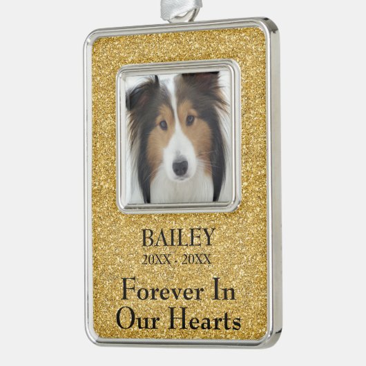 Foto Memorial Gold Glitzer Dog Rahmen-Ornament Silber (Links)