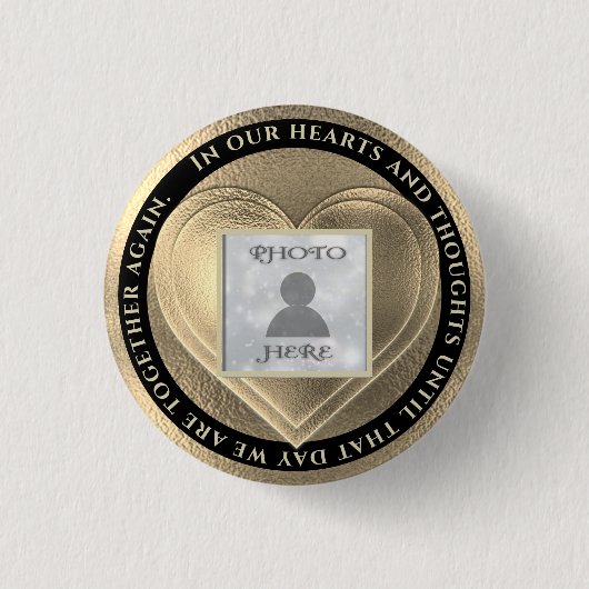 Foto Memorial Gold Heart Keychain Button (Vorderseite)