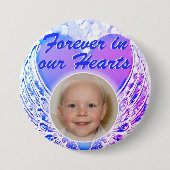 Foto Memorial Heart Angel Wings Button (Vorderseite)