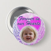 Foto Memorial Heart Angel Wings Button (Vorne & Hinten)