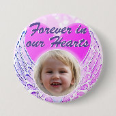 Foto Memorial Heart Angel Wings Button (Vorderseite)