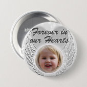 Foto Memorial Heart Angel Wings Button (Vorne & Hinten)