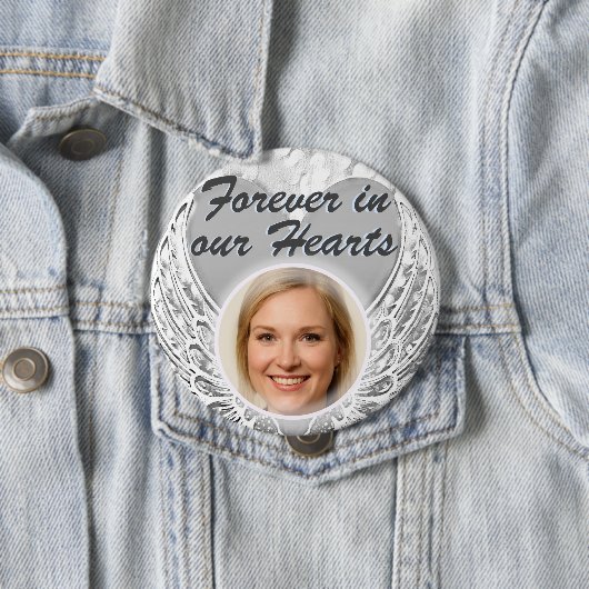 Foto Memorial Heart Angel Wings Button (Beispiel)