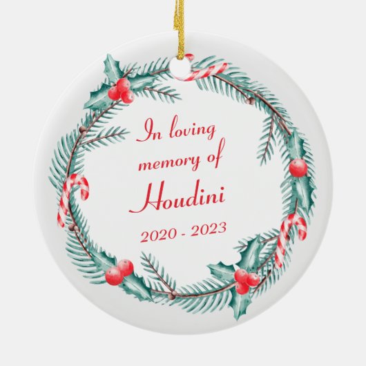 Foto Memorial Holiday Wreath Keramik Ornament (Hinten)