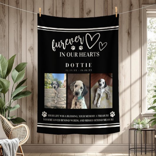 Foto Memorial Hund Furever in unserem Herzen Fleecedecke
