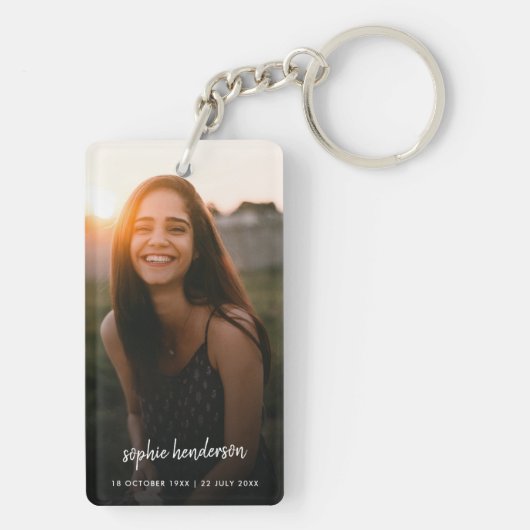 Foto-Memorial | In Love Memory Modern Script Schlüsselanhänger (Rückseite)