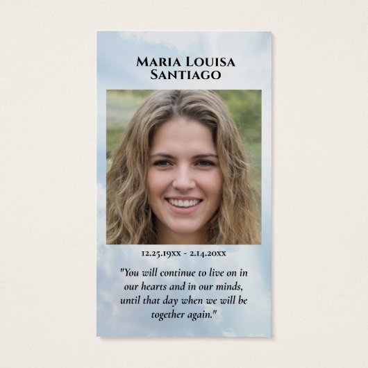 Foto Memorial Keepake (Rückseite)