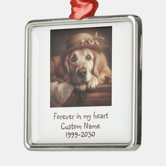 Foto-Memorial Keepake Pet Hund Ornament Aus Metall (Links)