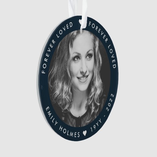 Foto-Memorial | Navy Blue Foto Tribute Christmas Ornament (Vorderseite)