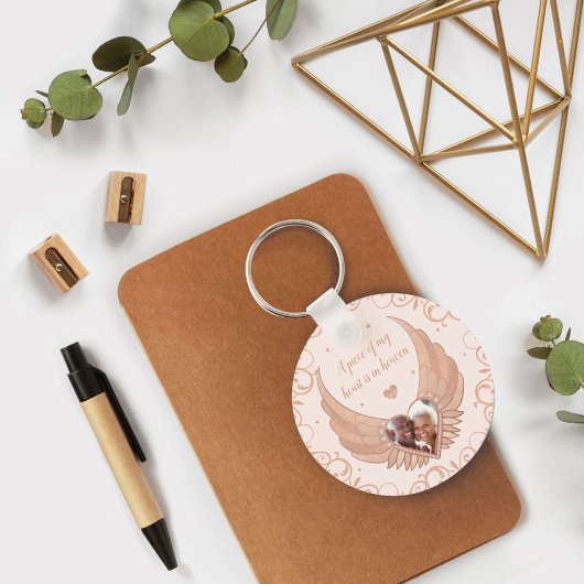 Foto Memorial Pink Angel Wings & Custom Message Schlüsselanhänger