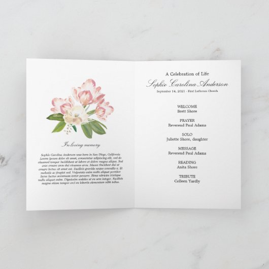 Foto-Memorial-Programm für Aquarellfarben Programm (Innenseite)