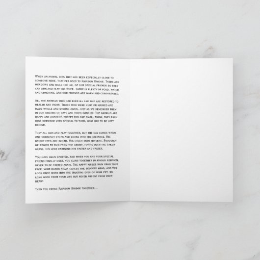 Foto Memorial Rainbow Bridge Gedicht Card Karte (Innenseite)