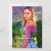 Foto Mermaid Farbe Splash Sweet 16 Party Einladung (Vorderseite)