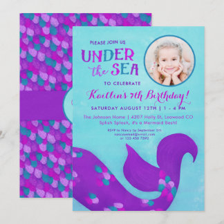 Foto Mermaid Geburtstagseinladungen "Under the Sea Einladung