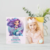 Foto Mermaid Magical Birthday Party Einladung (Stehend Vorderseite)