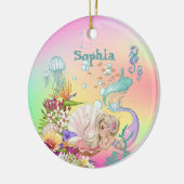 Foto Mermaid Pink Blue Niedlich Rainbow Keramik Ornament (Links)
