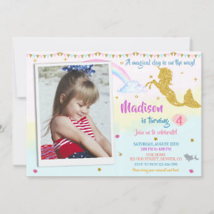 Foto mermicorn Geburtstagseinladung Magisches Part Einladung