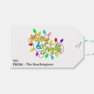 *~* FOTO Merry Bright AP44 Weihnachtsgeschenk Tag Geschenkanhänger