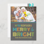 Foto Merry & Bright Postcard Bunte Weihnachten (Vorne/Hinten)