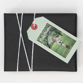 Foto Merry Christmas Green Kariert Gingham Rustic Geschenkanhänger