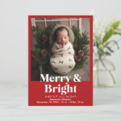 Foto Merry und Bright Birth Ankündigung (Stehend Vorderseite)