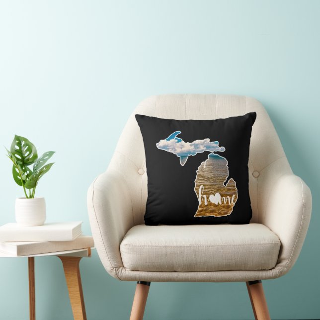 Foto Michigan Silhouette mit Zuhause auf Schwarz Kissen (Stuhl )