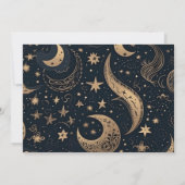 Foto Midnight Blue Gold Celestial Wedding Save The Date (Rückseite)