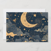 Foto Midnight Blue Gold Celestial Wedding Save The Date (Rückseite)