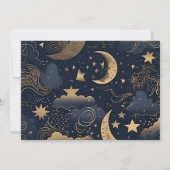 Foto Midnight Blue Gold Celestial Wedding Save The Date (Rückseite)