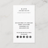 Foto Minimal Fotograf QR Code Social Media Visitenkarte (Rückseite)