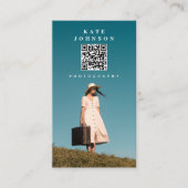 Foto Minimal Fotograf QR Code Social Media Visitenkarte (Vorderseite)