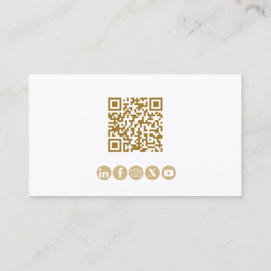 Foto Minimal Moderner Beruflicher QR Code Gold Visitenkarte (Rückseite)