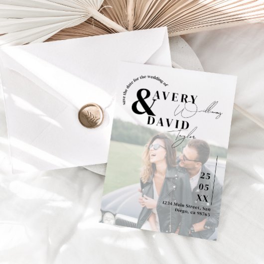 Foto Minimal Modernes Foto Einfache Hochzeit Save The Date