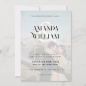 Foto Minimal Schwarz und Weiß Einfache Hochzeit Einladung (Vorderseite)