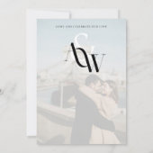 Foto Minimal Schwarz und Weiß Einfache Hochzeit Einladung (Rückseite)