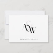 Foto Minimal Schwarz und Weiß Einfache Hochzeit RSVP Karte (Rückseite)