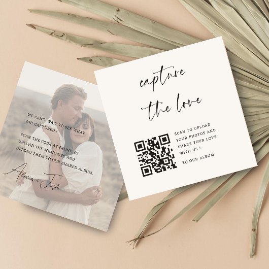 Foto-Minimal Share the Liebe QR Code Table Cards Mitteilungskarte