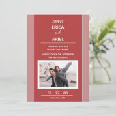 Foto Minimalismus Rose Burgundrahmen Einladung (Stehend Vorderseite)