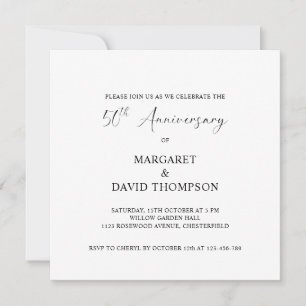 Foto-Minimalismus Schwarz-Weiß 50. Jubiläum Einladung