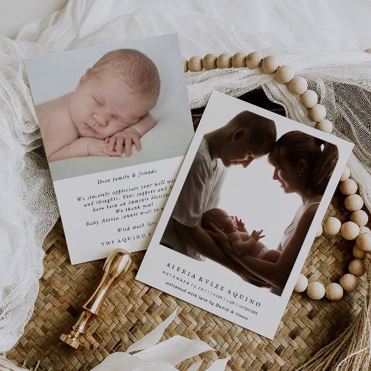 Foto Minimalistisch Baby Birth Announccard Einladung